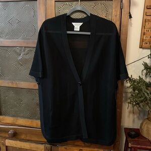 Exclusively Misook Black Mesh Beach Cardigan Coverup M